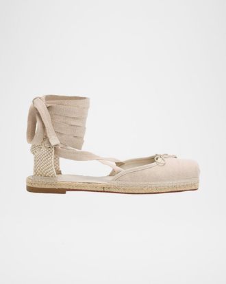 Christian Louboutin Cassiadrilla Canvas Lace-Up Espadrilles