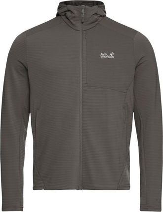 Jack Wolfskin Litestride Hooded Fullzip Fleecejacke f&uuml;r Herren | braun/grau