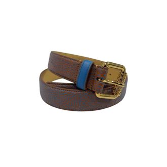 Borbonese Accessoires, Dames, Bruin, ONE Size, Leer, Leren Riem met Gouden Gesp