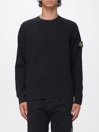 Stone Island Felpa girocollo in cotone con patch logo Compass