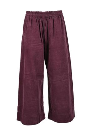 Another Label Wide-Leg Crop Trousers with Elastic Waistband and Pleated Detail