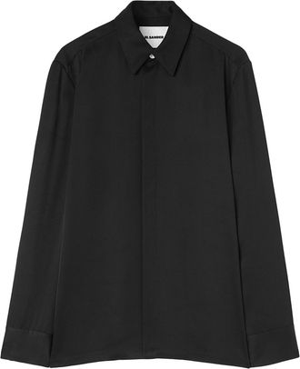 Jil Sander concealed-buttons shirt - men - Viscose/Silk - 40 - Black