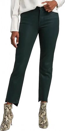 Frame Denim Le High Straight Raw Stagger Coated Jeans In Pine