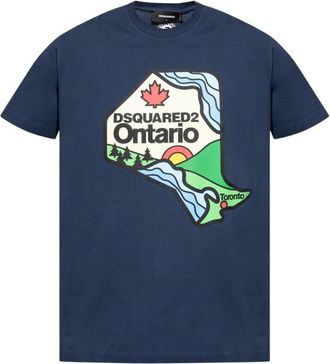 Dsquared2 DSquared2 Unisex Ontario Logo T-shirt voor volwassenen (Marineblauw)
