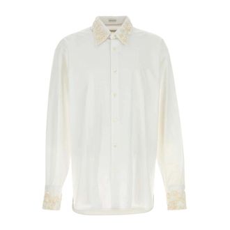 Dries Van Noten Formal Shirts, male, White, Size: L Poplin Shirt
