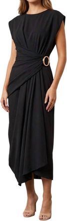 Mant&ugrave; Gathered Waist A-Line Midi Dress In Black