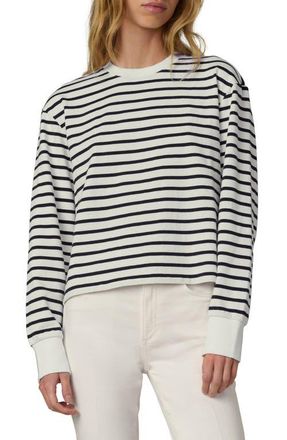 Joe's Stripe Long Sleeve Cotton T-Shirt in Milk/Navy Stripe at Nordstrom, Size X-Large