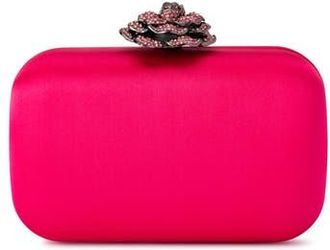 Olga Berg Rosa Crystal Lock Frame Clutch in Fuchsia at Nordstrom Rack