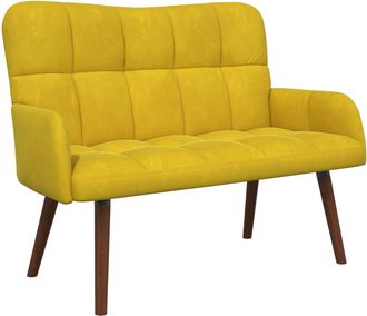 vidaXL Sof&aacute; De 2 Plazas Amarillo 115 X 61 X 87 Cm Terciopelo Vidaxl