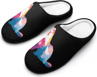 Generic Ferret Watercolor Print Animal Mens Slippers Comfortable And Non-slip Cotton Slipper Shoe for House