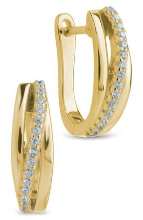 Sterling Forever Benedetta Twist Pav&eacute; Hoop Earrings in Gold at Nordstrom Rack