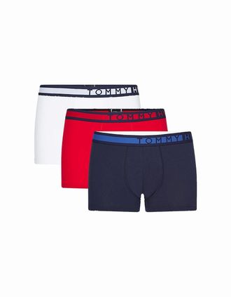 Tommy Hilfiger Mens 3-Pack Boxer Trunks, Navy Blazer / Tango Red / PVH White - Size: 37/36/32