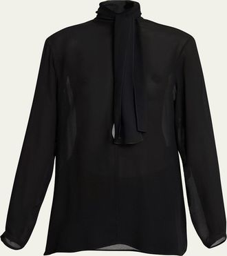 Alaia Georgette Scarf Blouse