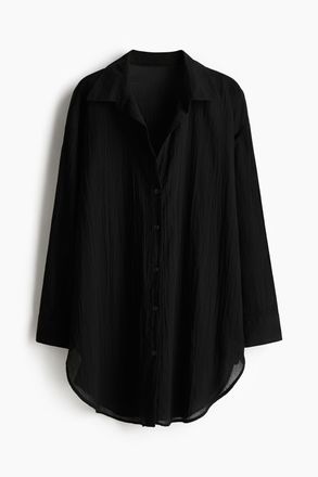 H&M Longbluse aus Baumwolle - Schwarz