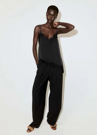 Mango Top lingerie pizzo asimmetrico nero - Donna - XL - MANGO