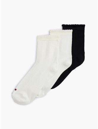 Tommy Hilfiger Womens Pointelle Mini Trouser Sock 3-Pack - White
