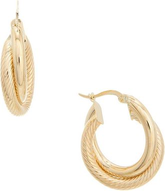 Italian Gold, Inc 14K 3X15mm Polished/Twisted Double Hoop Earrings