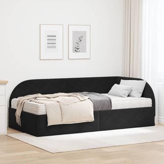 vidaXL Estructura De Cama Esquina Con Colch&oacute;n 2 Uds. Negro Terciopelo Vidaxl