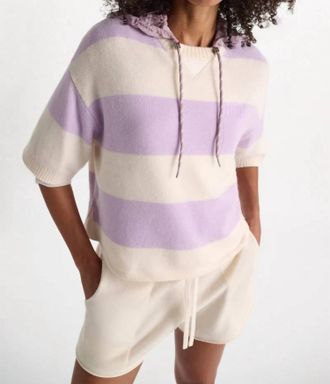 Dorothee Schumacher Merino-Cashmere Striped Knit Top In Lavender And White