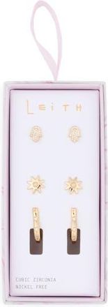 Leith 3-Pack CZ Hamsa Assorted Earrings in Clear- Gold at Nordstrom Rack