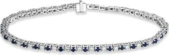 The Diamond Store Blue Sapphire and 1ct Lab Diamond Tennis Bracelet in 925 Sterling Silver