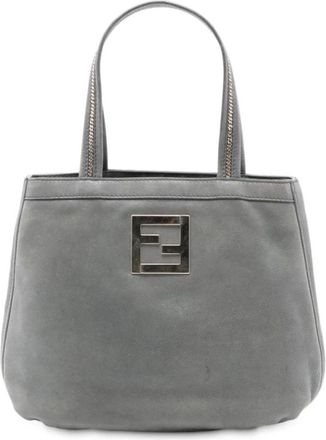 Fendi Pre-owned Shoulder Bags, female, Gray, Size: ONE SIZE Pre-owned Leather Handbag