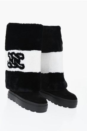 Casadei Suede Boots With Faux Fur Cuff size 41