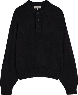 STUDIO NICHOLSON Dune Brushed-knit Polo Jumper - Black - 12 (UK12 / M)