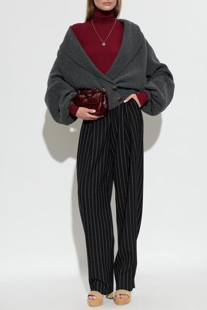 Dolce & Gabbana Wool Pinstripe Trousers, Womens, Black
