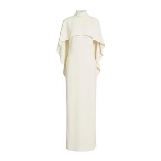 Alberta Ferretti Long dress with cape detail and back bow - female - Alberta Ferretti - Gowns - Beige - XL - Dresses