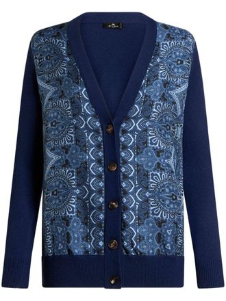Etro panelled cardigan - women - Cashmere/Wool/Viscose/Silk - 40 - Blue