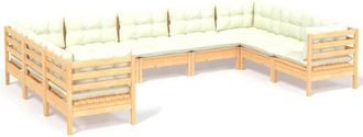 vidaXL Muebles De Jard&iacute;n 9 Piezas Cojines Madera De Pino Color Crema Vidaxl