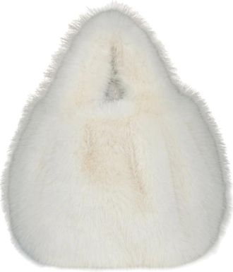 Generic Autumn and winter imitation fox plush bag versatile one-shoulder crossbody handbag(white,32 * 36 * 16cm)