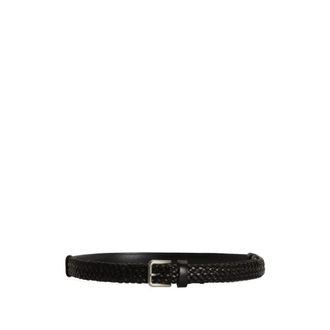 Dolce & Gabbana Zwarte Gevlochten Rechte Riemen - Heren - Riemen - Zwart - 100 CM - Leer - Accessoires