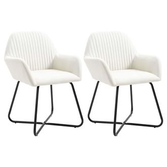 vidaXL Vidaxl - Sillas De Comedor 2 Unidades Tela Color Crema