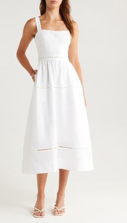 Reformation Everett Linen Midi Sundress in White at Nordstrom, Size 0