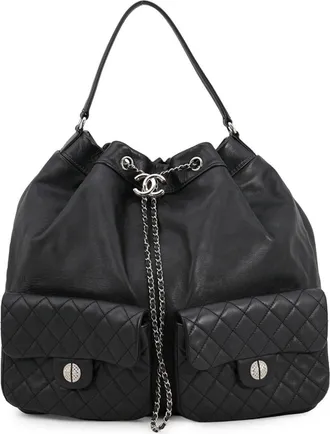Chanel Matelasse Black Leather Backpack (Pre-Owned)