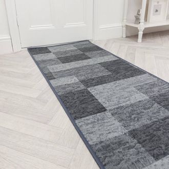 Runrug Hallway Runner Rug - Non-Slip, Hardwearing, 5.4mm - Icona in Grey | Size: 100 cm x 420 cm