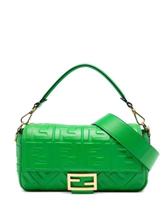 Fendi 2010-2025 Zucca Embossed Leather Baguette satchel - Green