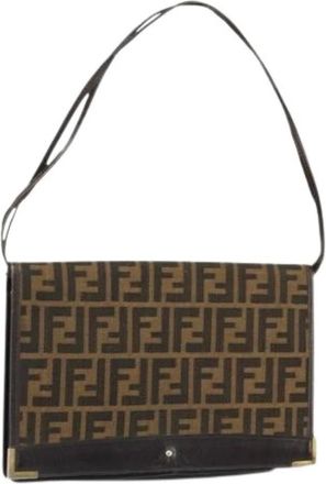 Fendi Pre-owned Shoulder Bags, female, Brown, Size: ONE SIZE Pre-owned Canvas Shoulder Bag