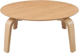 Omax Decor Mod Round Shape Mid-Century Wood Coffee Table in Oak