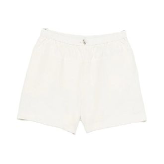 Moncler Short Shorts, female, White, Size: XS Logo-patch Drawstring Shorts