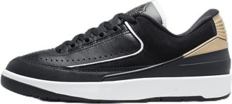 Nike Air Jordan 2 Retro Low Womens Trainers Sneakers Fashion Shoes DX4401 (Black/Metallic Gold/Off-White/Varsity Red 001) UK4 (EU37.5)