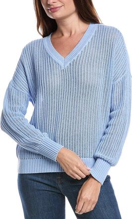 Forté Cashmere Open Stitch V-Neck Sweater
