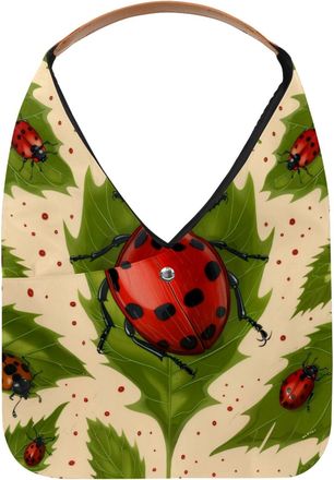 Generic Beetle Ladybug Leaves Reusable Lightweight Grocery Bags - Foldable Into Compact Pouch, Washable & Sturdy, Multipurpose for Shopping and Travel
