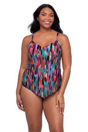 Trimshaper Hank Handkerchief Tankini Swimsuit Top in Abstract Mosaic at Nordstrom, Size 12