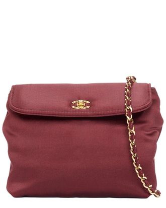 Chanel Red Satin 1990 Envelope Cc Turnlock Chain Shoulder Bag (Authentic Pre- Loved)