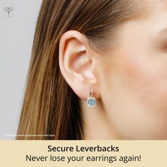MAX + STONE 10k Yellow or White Gold Cushion Cut Gemstone Drop Earrings with Diamond Accent