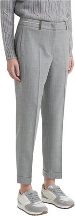 PESERICO Stretch wollen sigarettenbroek - Dames - Straight fit broeken - Grijs - L - Wol - Broeken