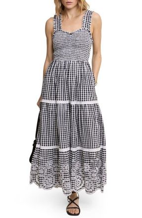 Nobody's Child Darla Check Lace Sleeveless Maxi Dress in Black at Nordstrom, Size 14